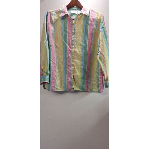 Studio Works Tops - STUDIO WORKS 100% Linen Women's Button Up Sz 1x Coastal Resort Beach Casual